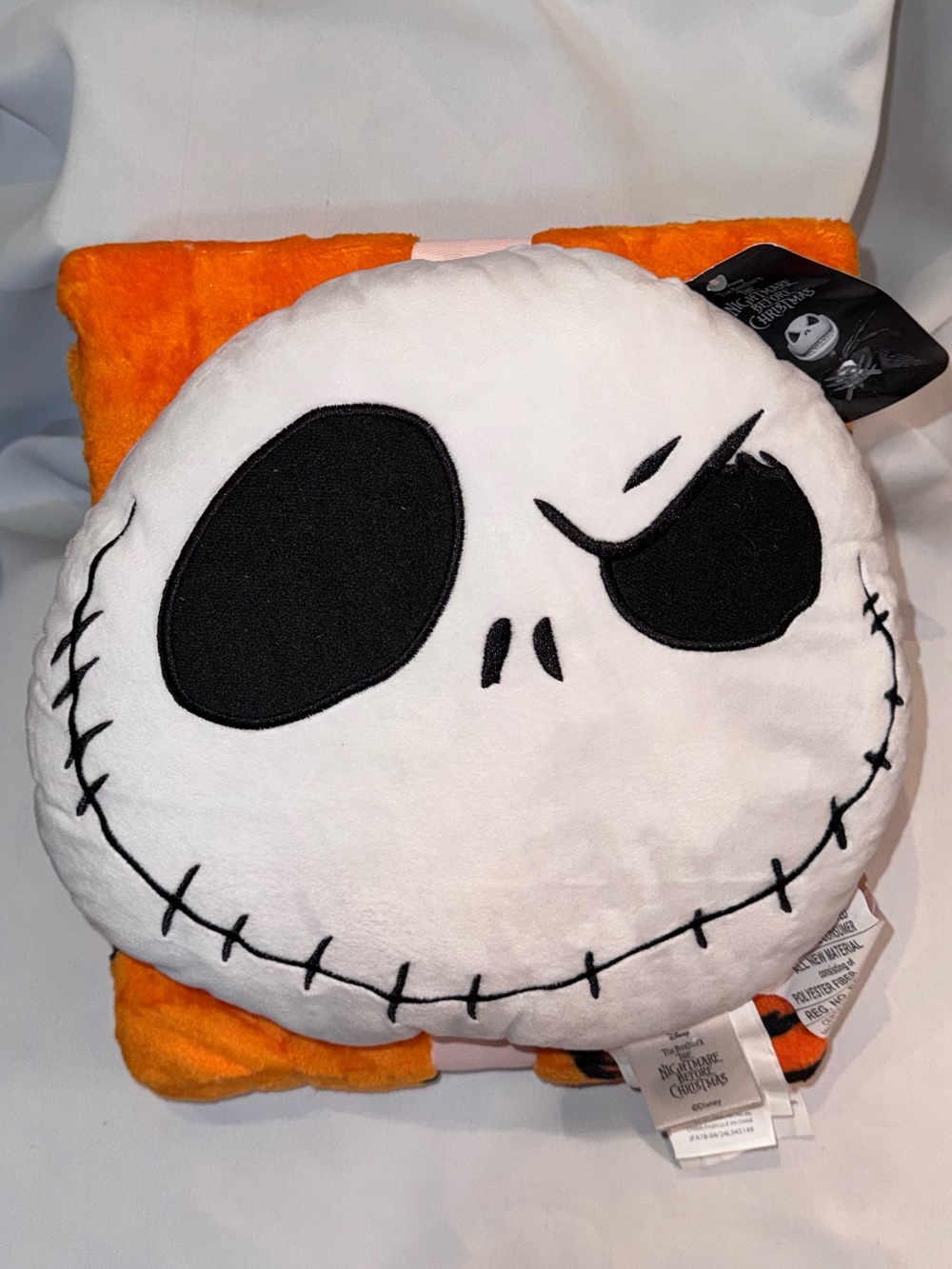 The Nightmare Before Christmas Jack Skellington Plush Pillow and Blanket, NEW!